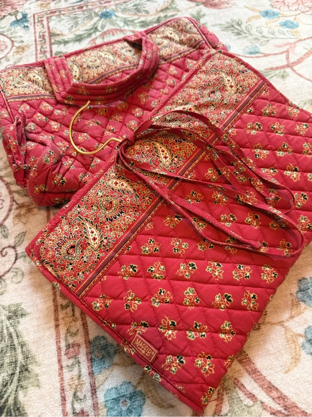 MaggiB Quilted Red Paisley Clear Tote with Matching Organizer